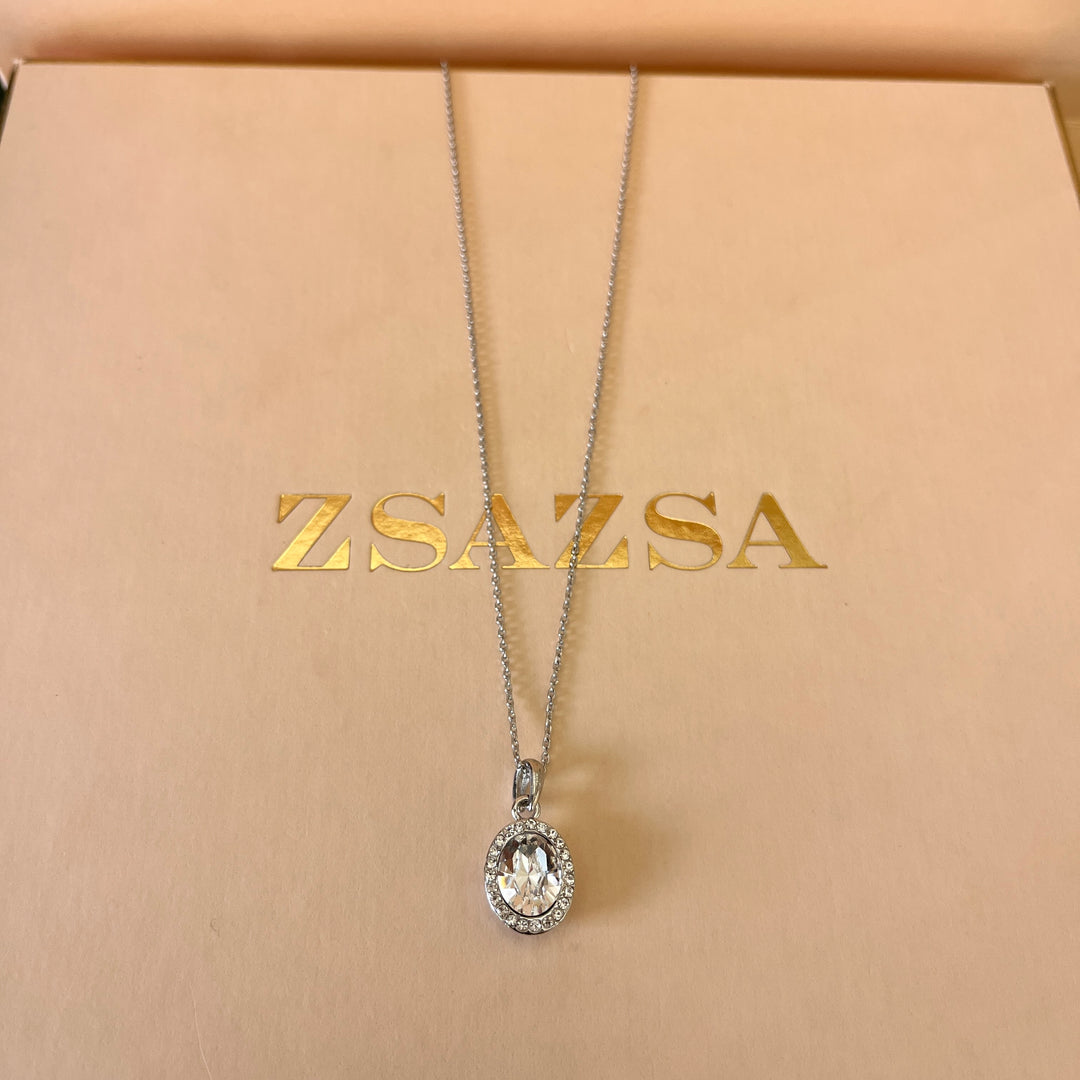 Swarovski crystals oval white gold plated pendant and bracelet