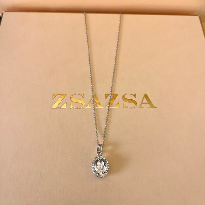 Swarovski crystals oval white gold plated pendant and bracelet
