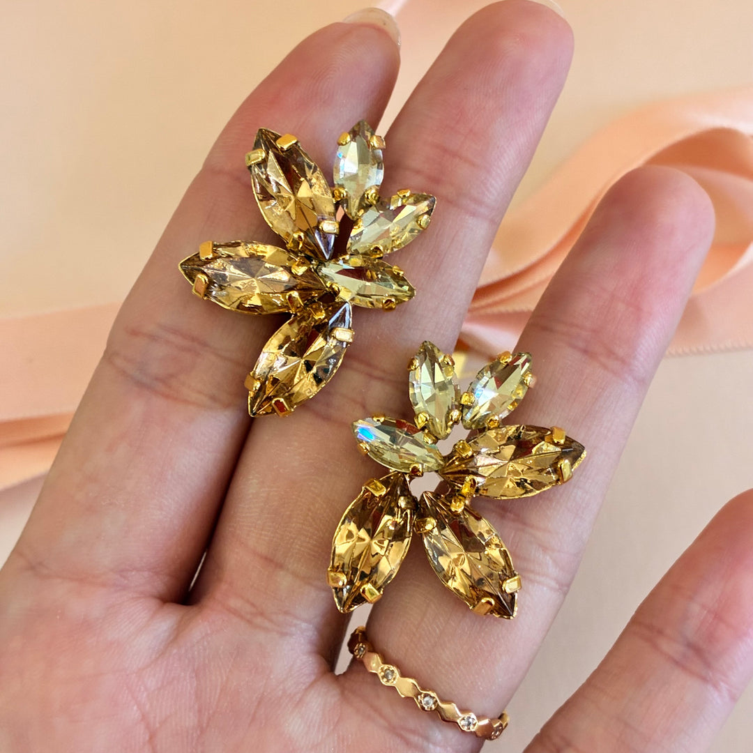 Bronze marquise Swarovski crystals earrings