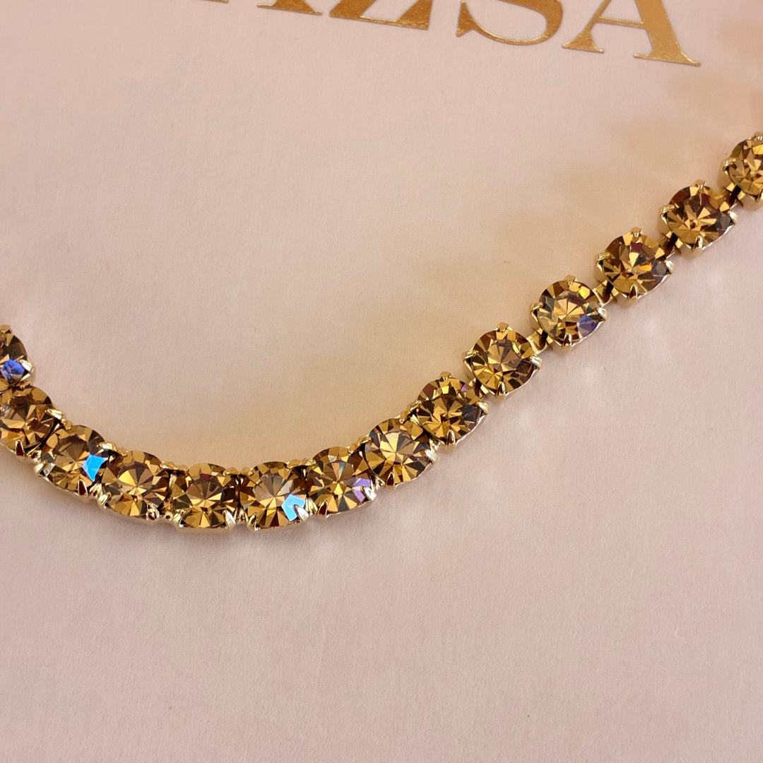 Bronze Swarovski crystals gold plated set
