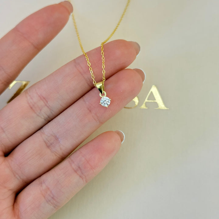 Solitaire zircone sterling silver gold plated set