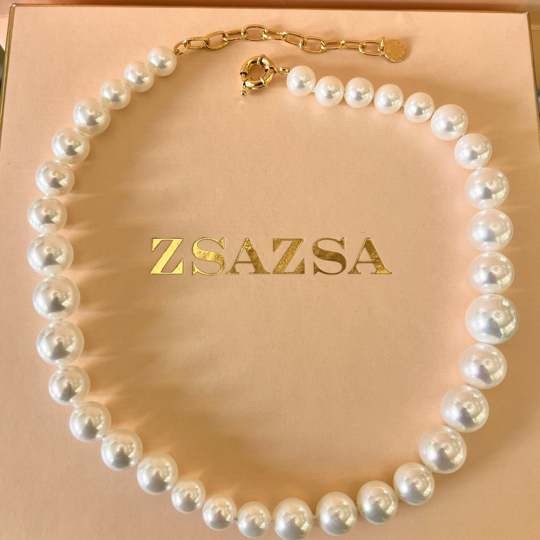 White Mallorca pearls gold plated set