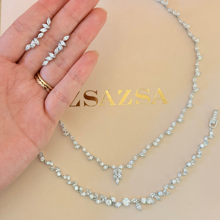 Marquise zircone silver set