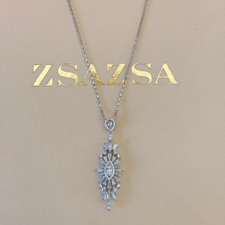 Mixed shapes zircone silver pendant