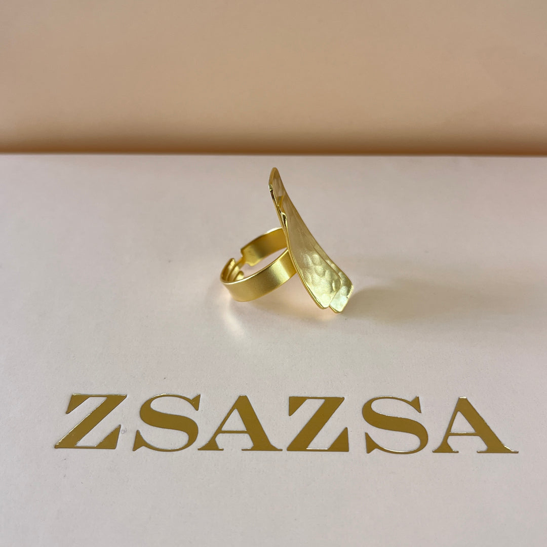 Rectangles gold handmade pendant & ring