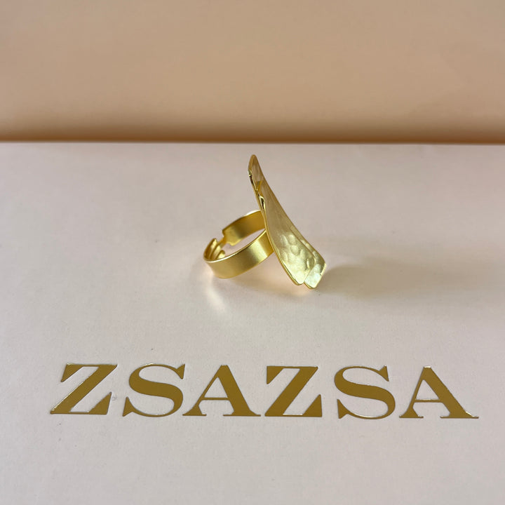 Rectangles gold handmade pendant & ring