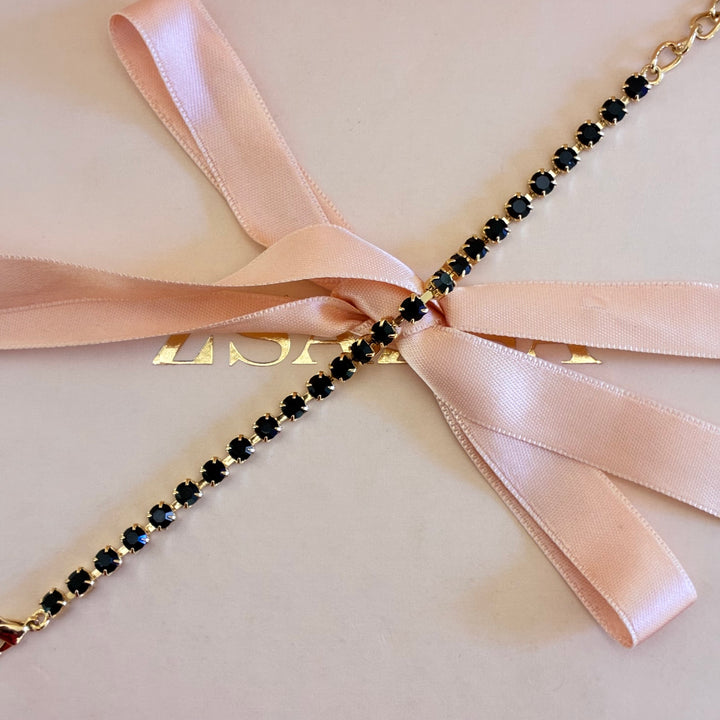 Dainty Black Preciosa crystals bracelet