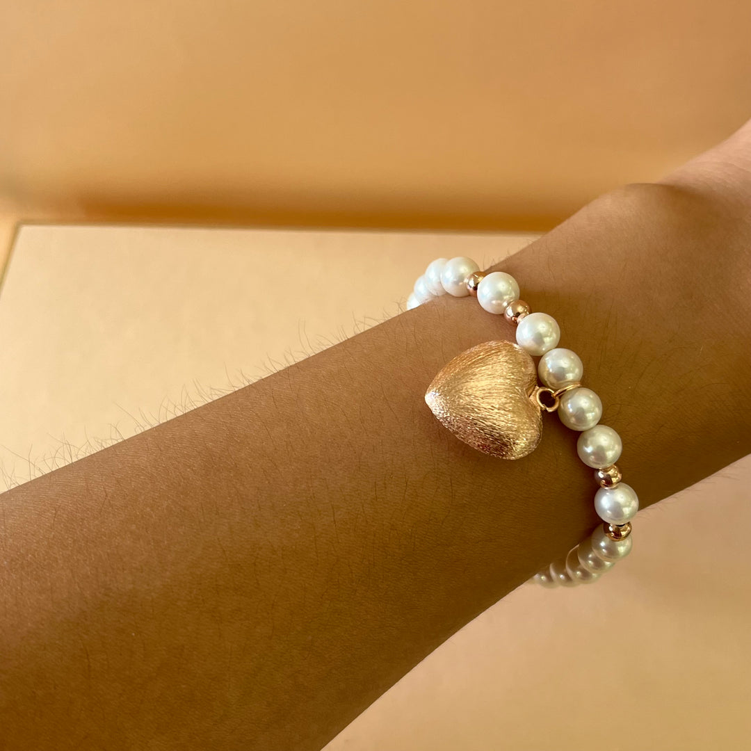 Heart rose gold & pearls set