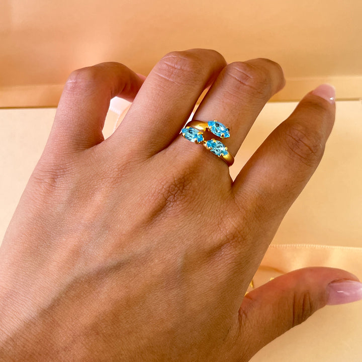 Turquoise marquise Swarovski crystals ring