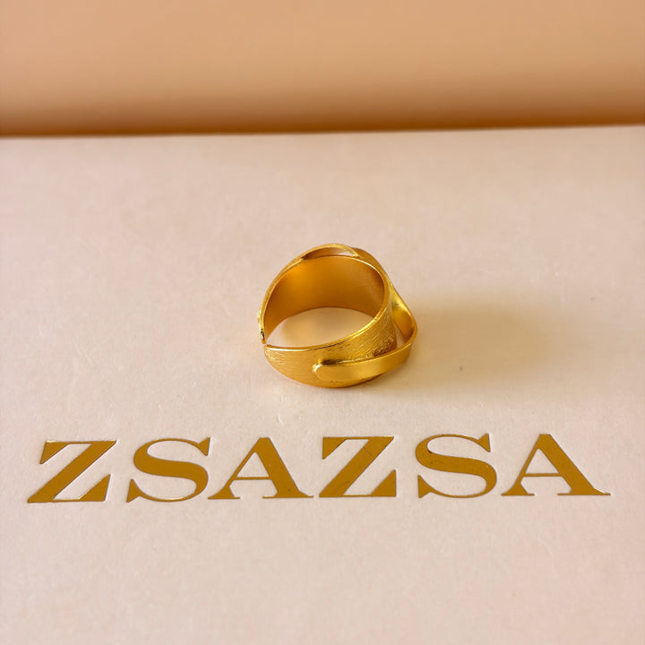 Handmade Plain ring with a Curve Gold Ring | Gold Plated | ZsaZsa