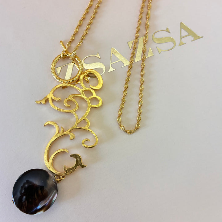 Brown handmade gold plated set