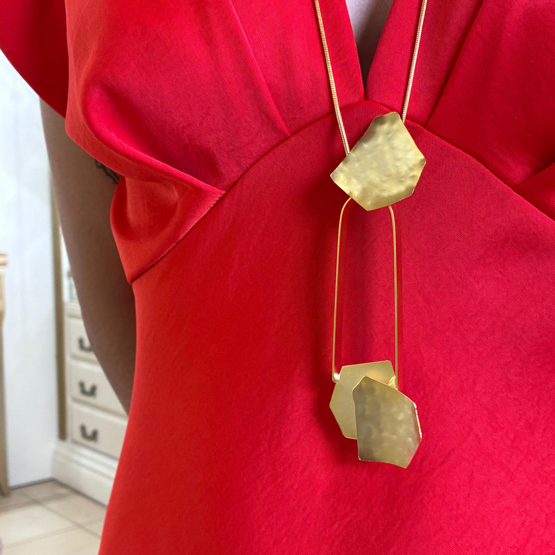 Gold handmade long necklace