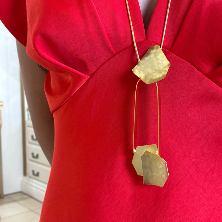 Gold handmade long necklace