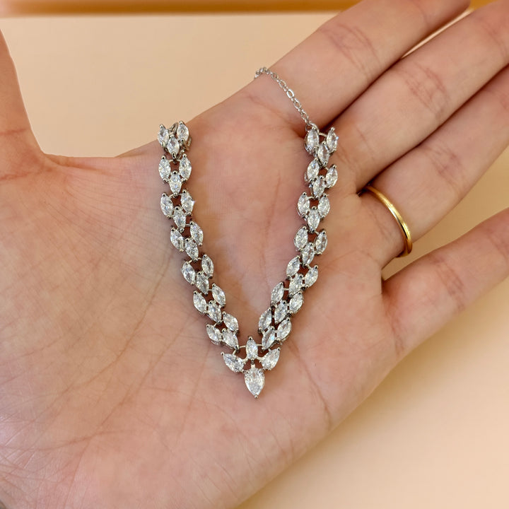 Marquise zircone silver necklace