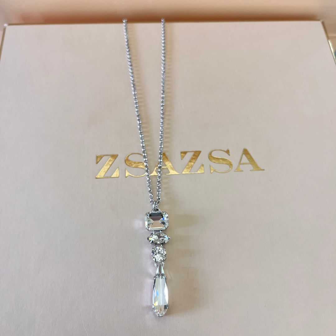 Swarovski crystals mix of shapes white gold plated pendant
