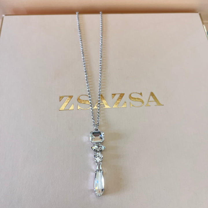 Swarovski crystals mix of shapes white gold plated pendant