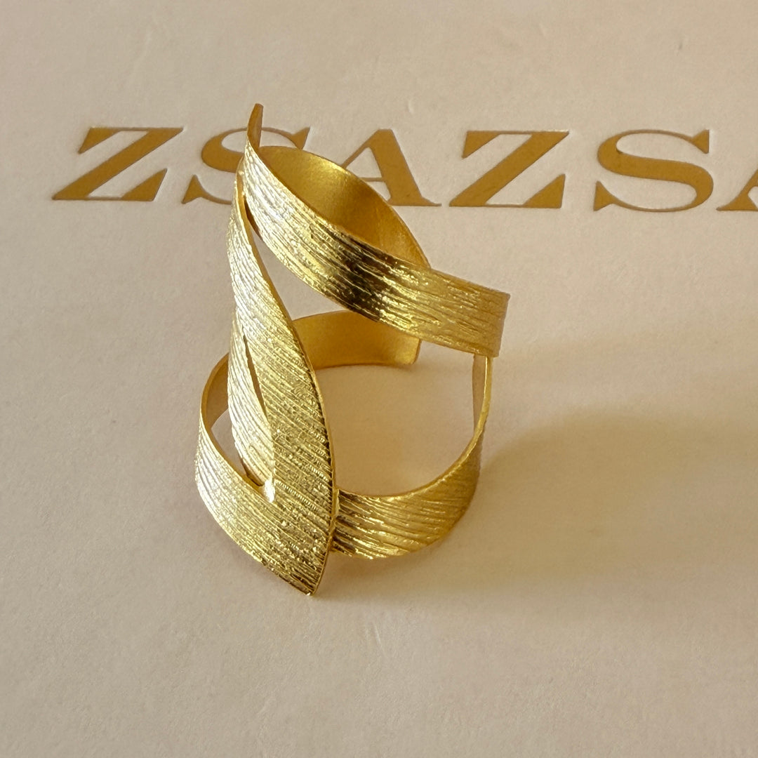 Handmade Twisted Shape Gold Ring | Gold Plated | ZsaZsa