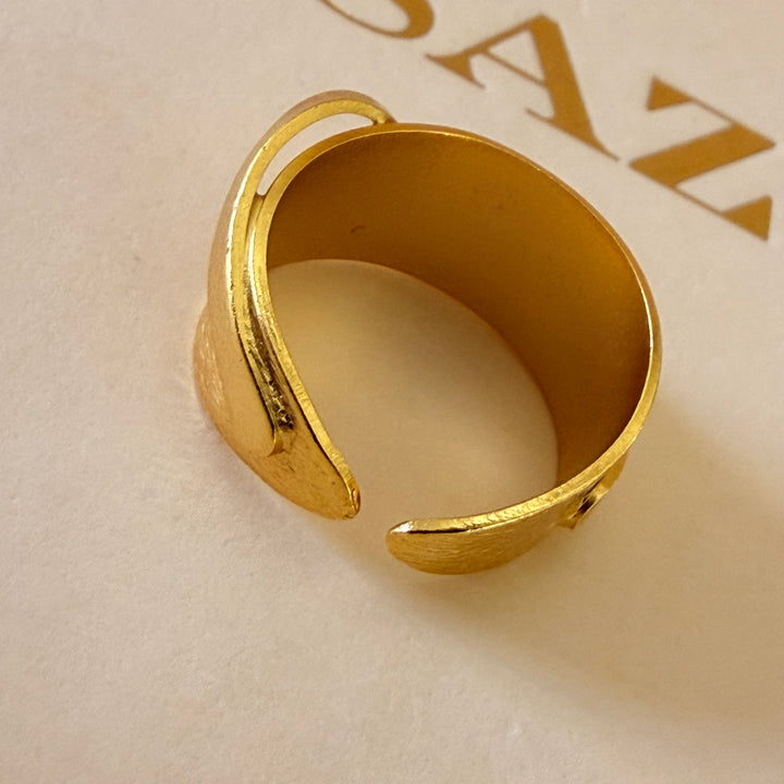 Handmade Plain ring with a Curve Gold Ring | Gold Plated | ZsaZsa