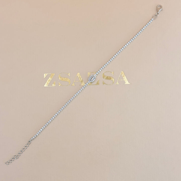 Oval dainty zircone sterling silver bracelet