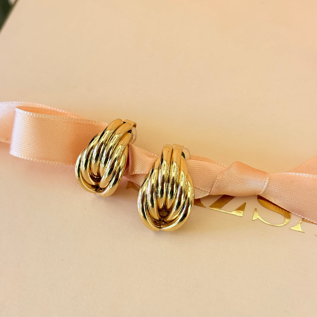 Plain Timeless gold plated clip on earrings