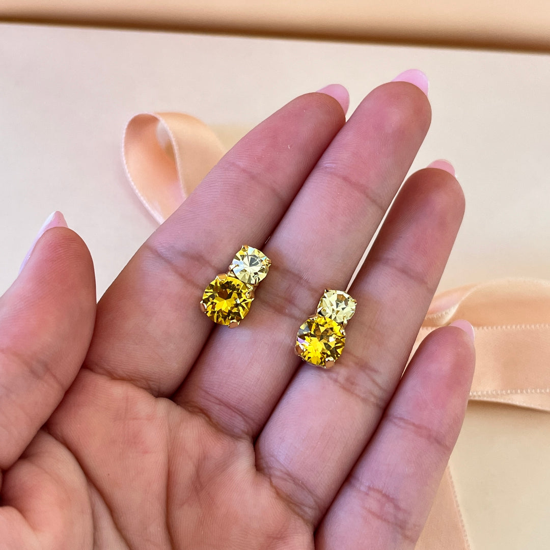 Yellow Swarovski crystals studs