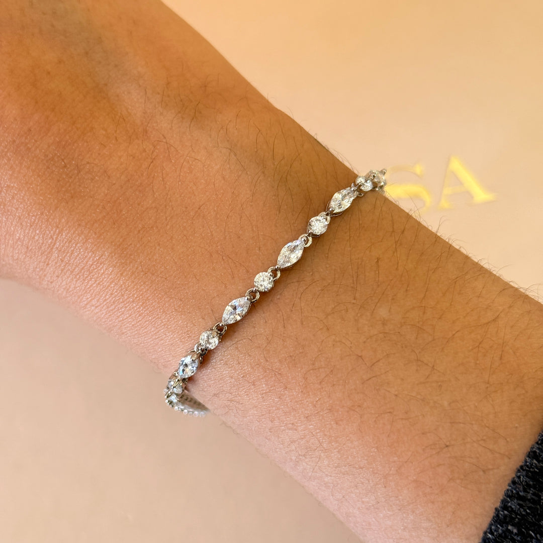 Marquise and teardrop zircone silver set