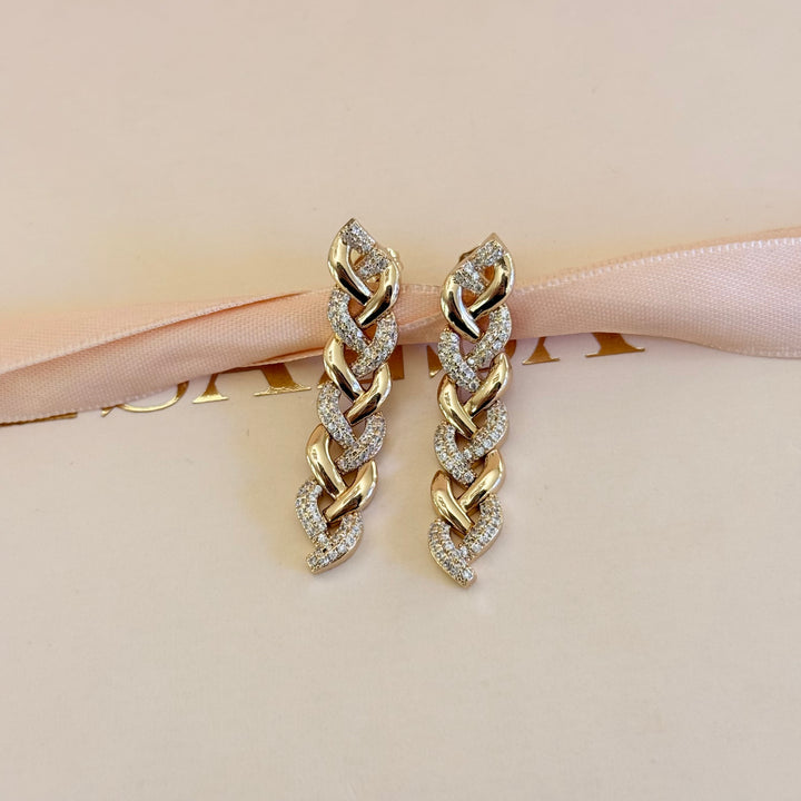 Chain zircone gold plated earrings