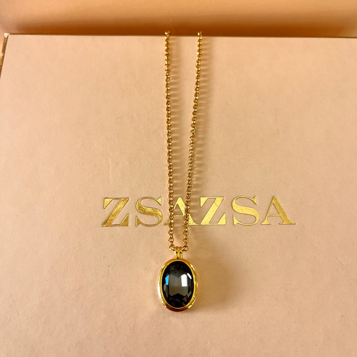 Grey oval preciosa crystal pendant