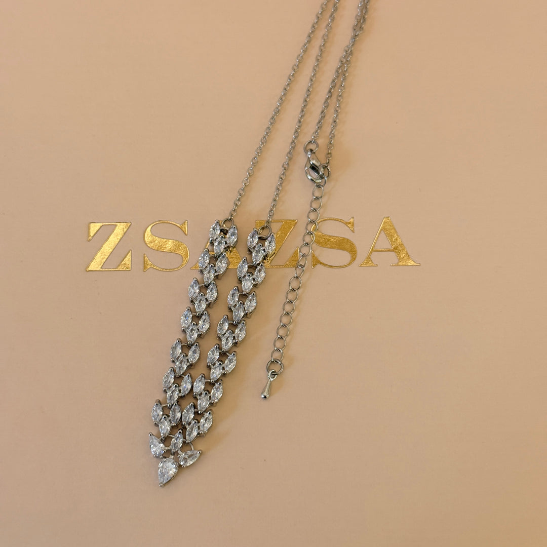 Marquise zircone silver necklace