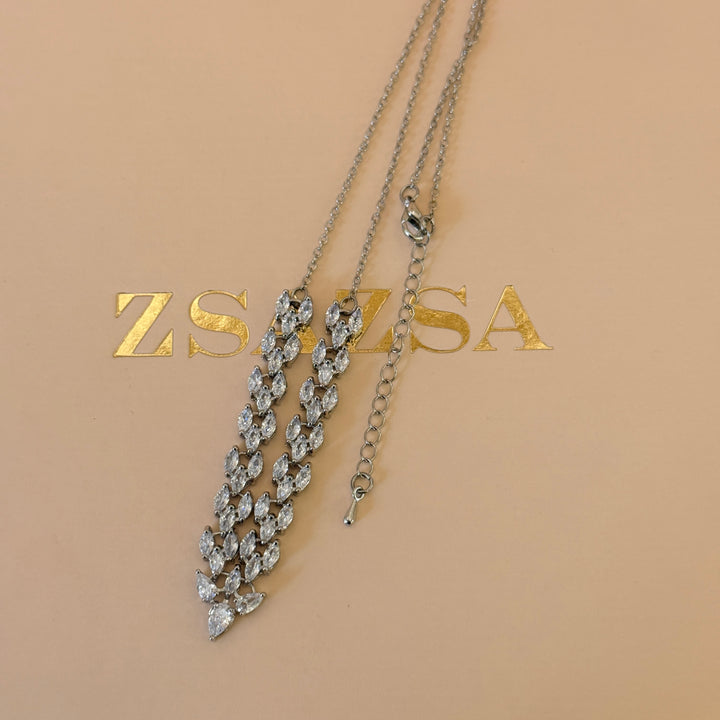 Marquise zircone silver necklace