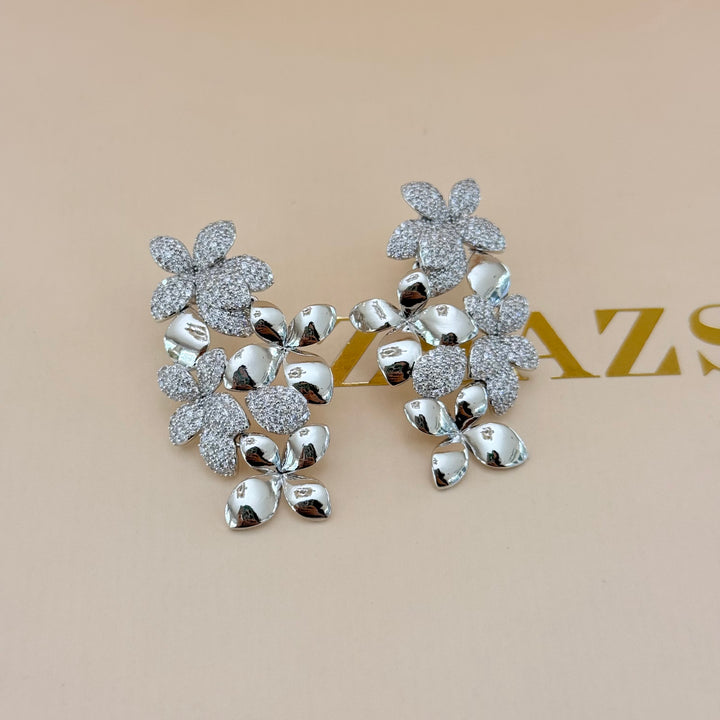 Flower zircone silver set