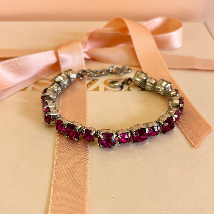 Fuchsia Swarovski crystals bracelet