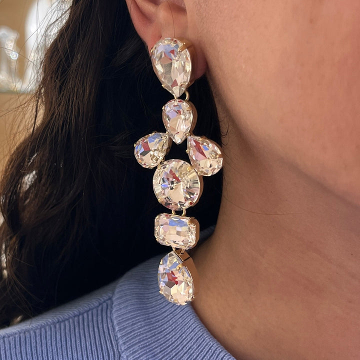 Swarovski crystals mix of shapes gold plated earrings
