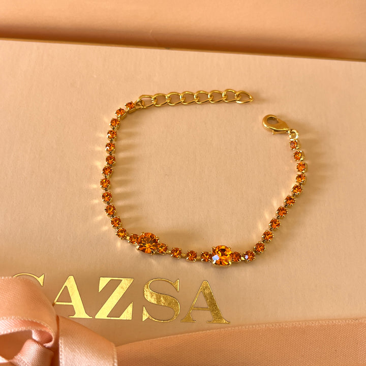 Orange Swarovski crystals bracelet