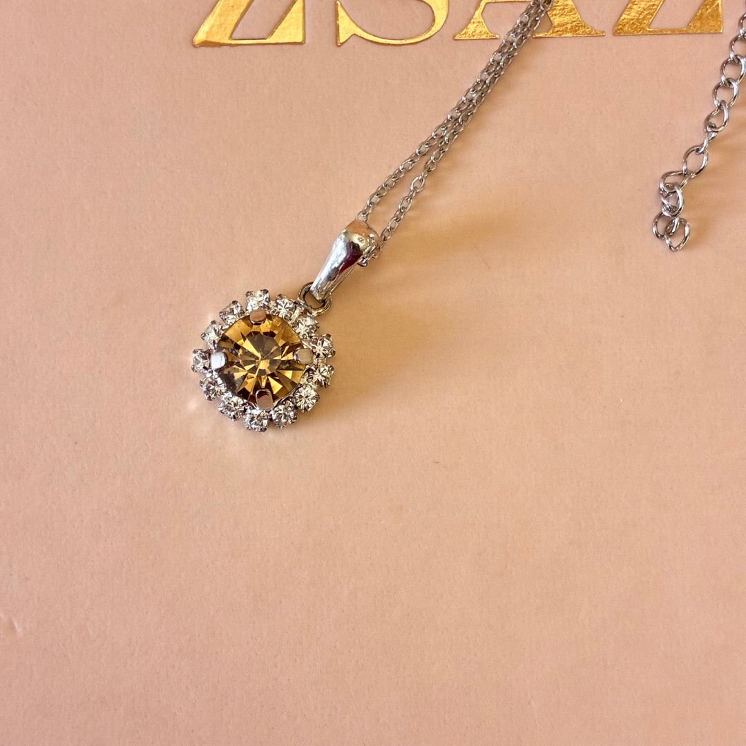 Bronze dainty Swarovski crystals silver set