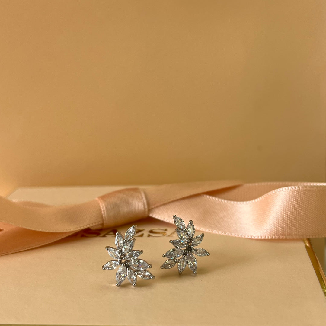 Silver zircone marquise studs
