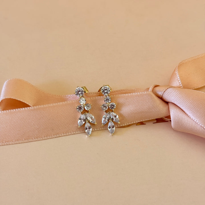 Marquise zircone gold plated earrings and bracelet set