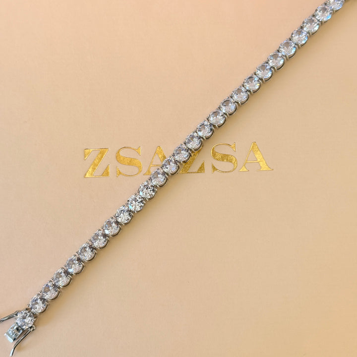 Large zircone silver bracelet
