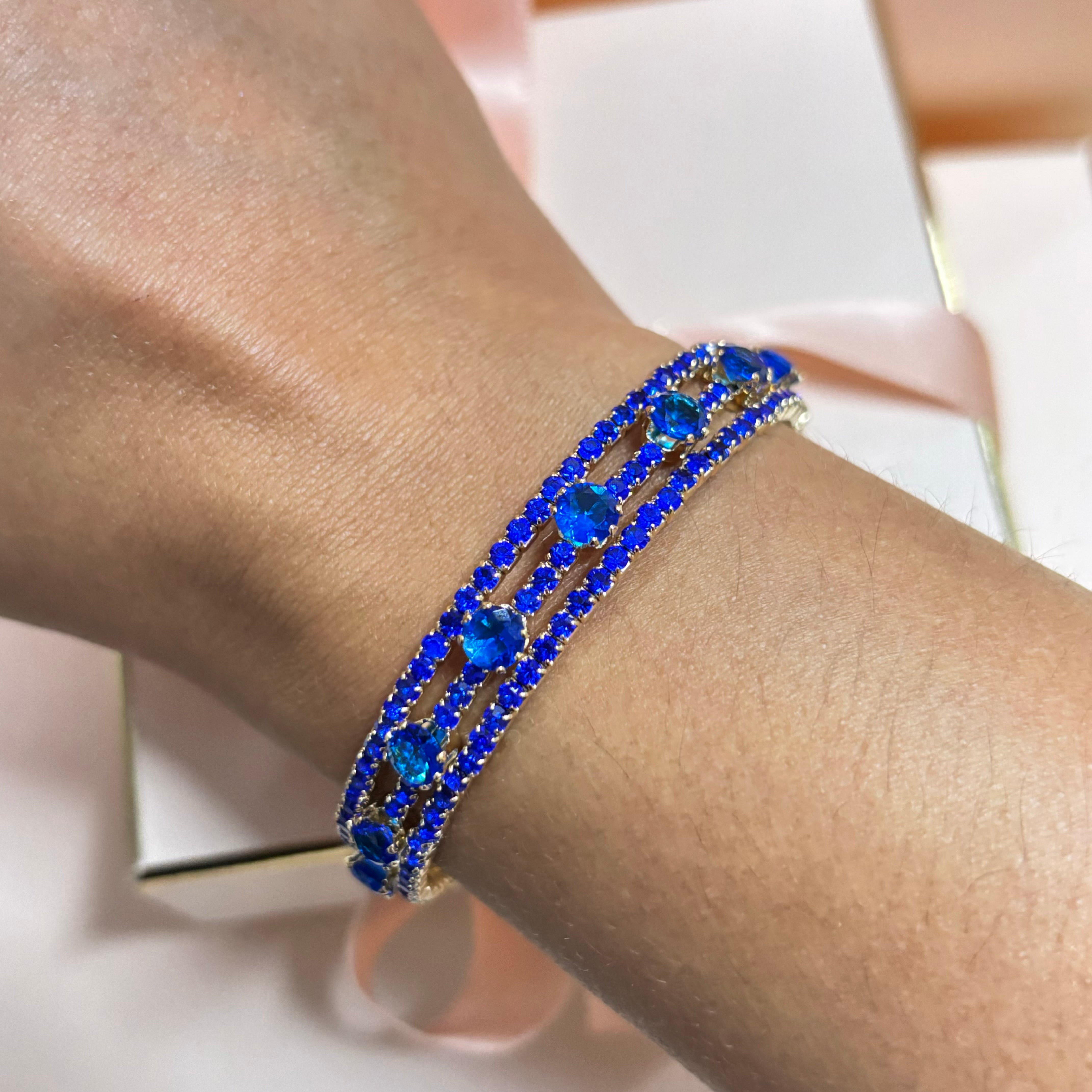 3 rows royal blue bangle