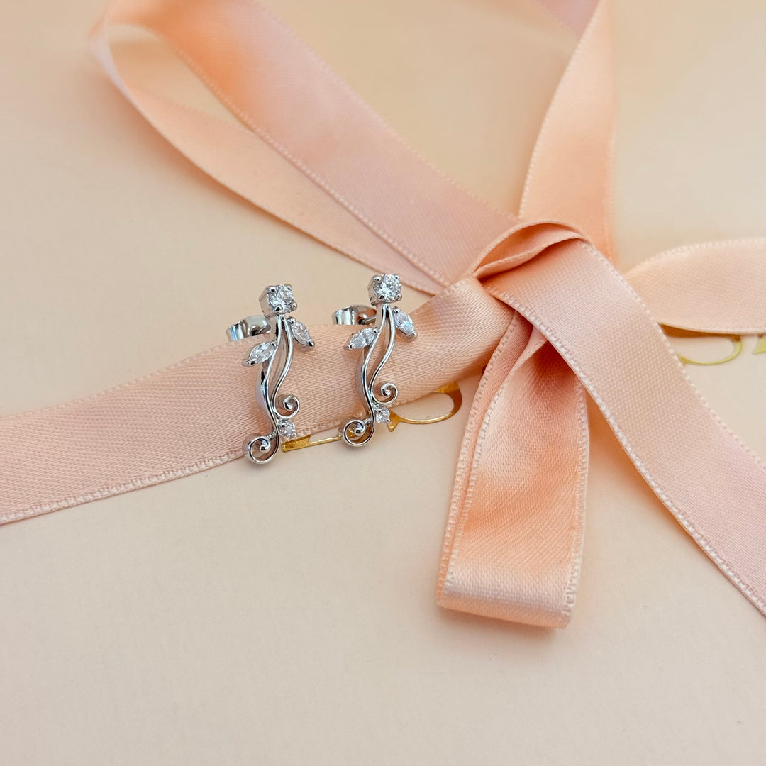 Leaves zircone silver earrings