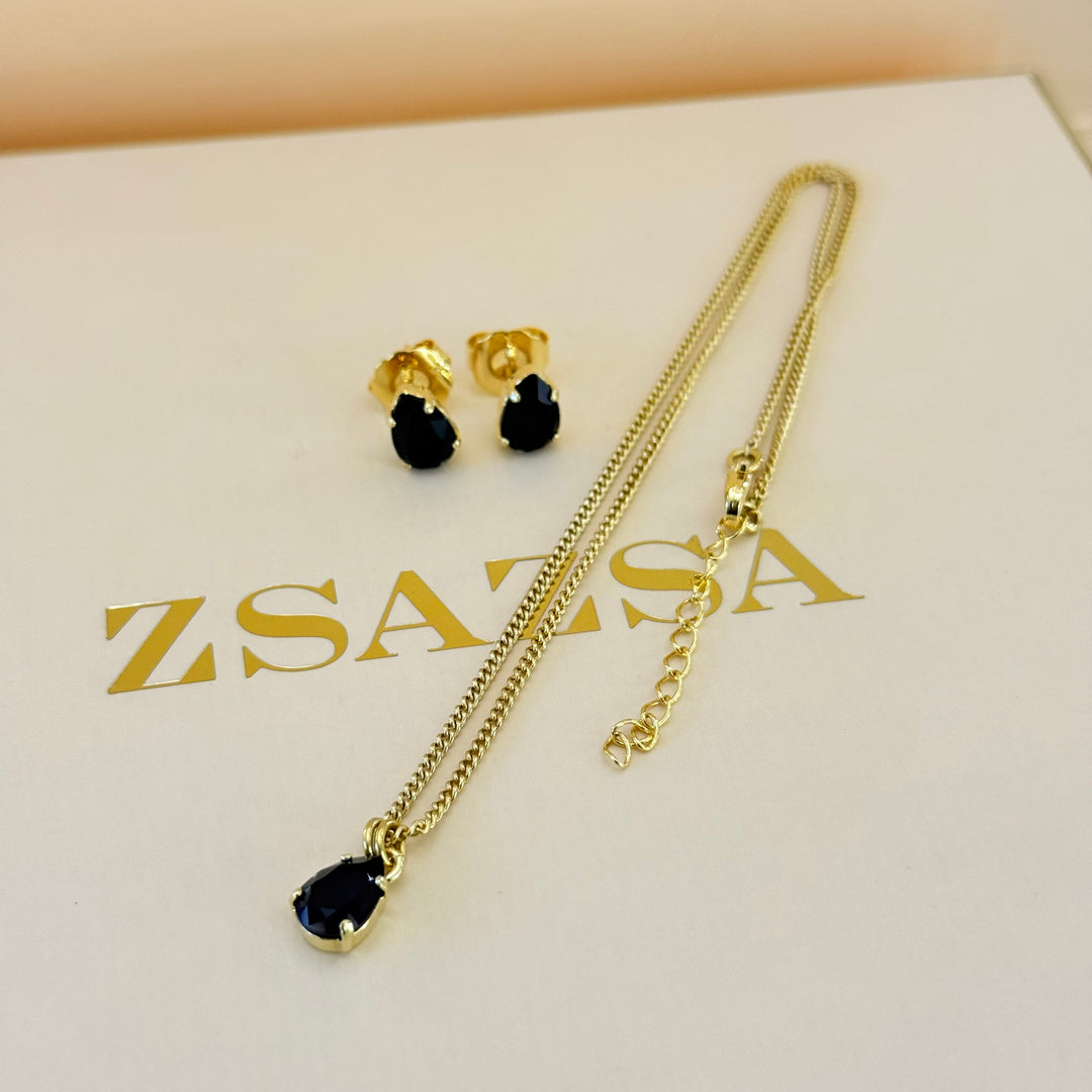 Dainty teardrop plum Swarovski crystals set