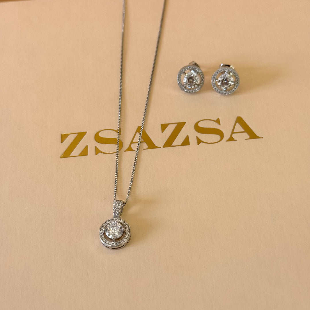 Round zircone silver set
