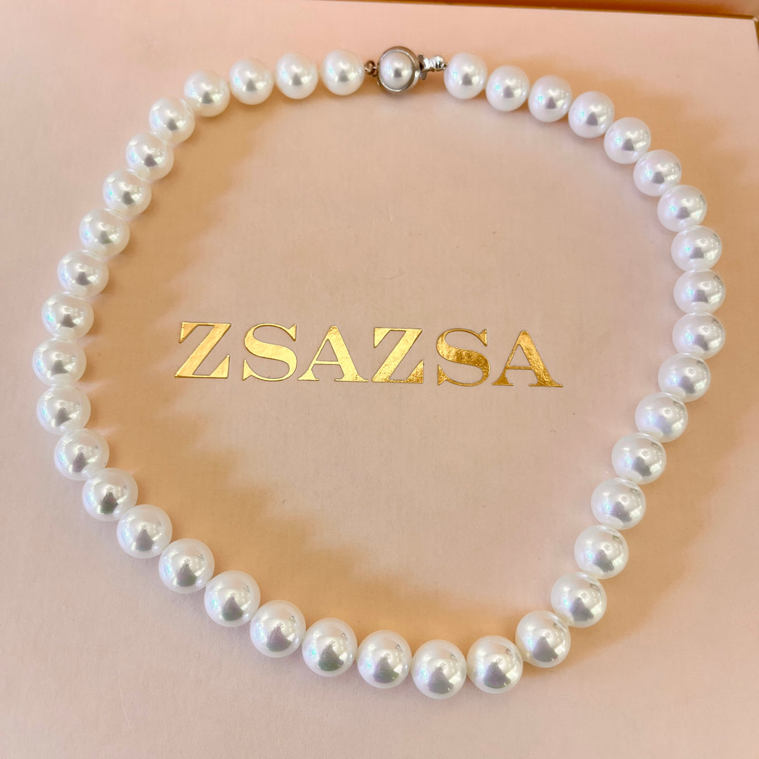 White Mallorca pearls white gold plated set