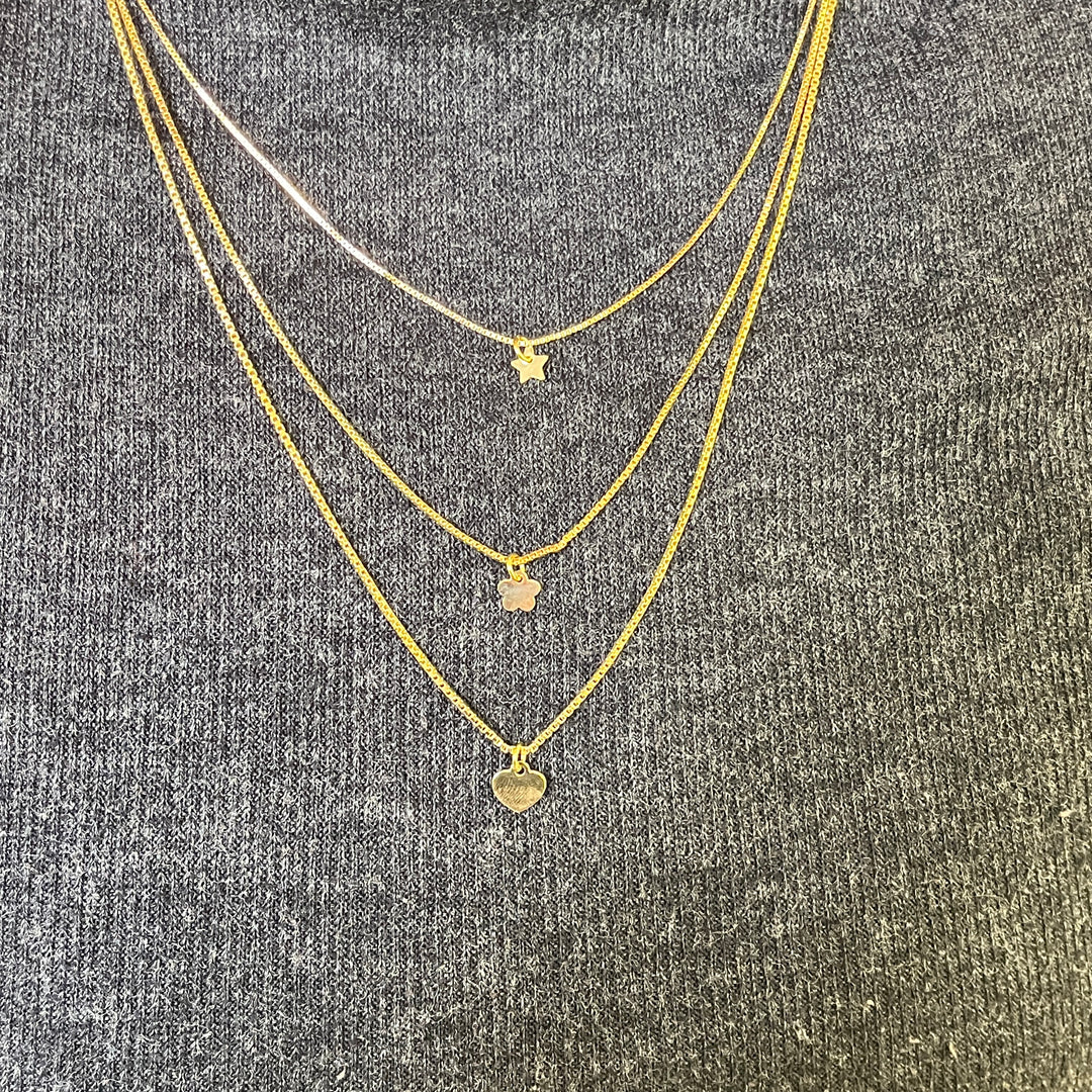 Gold plated 3 rows necklace