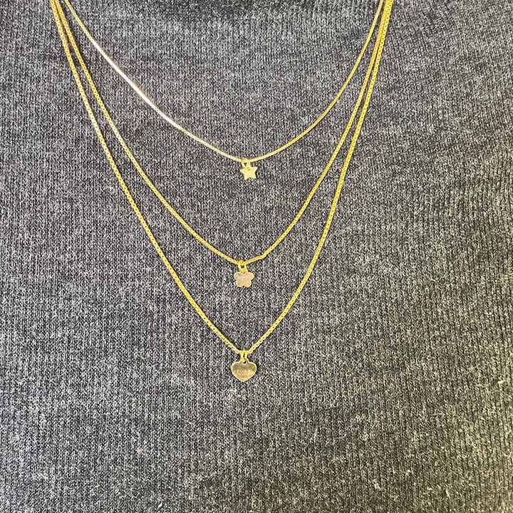 Gold plated 3 rows necklace
