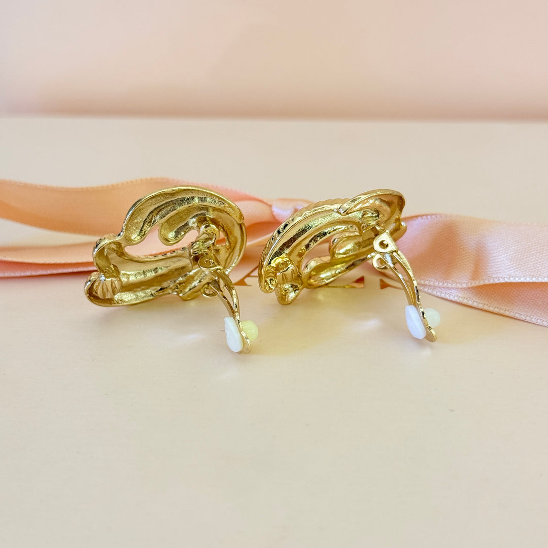 Plain twisted gold plated clip on earrings
