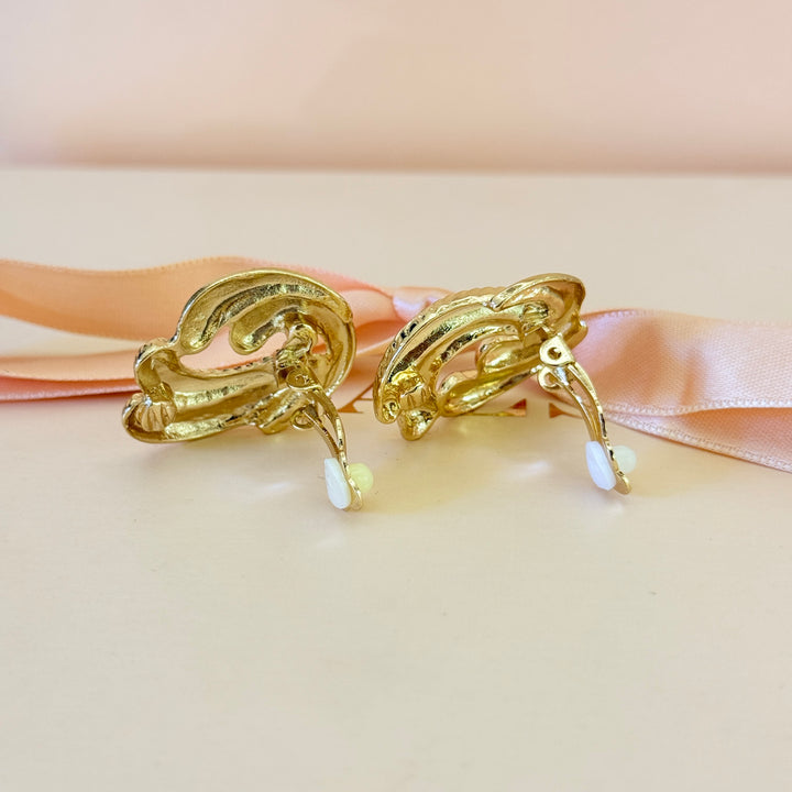 Plain twisted gold plated clip on earrings