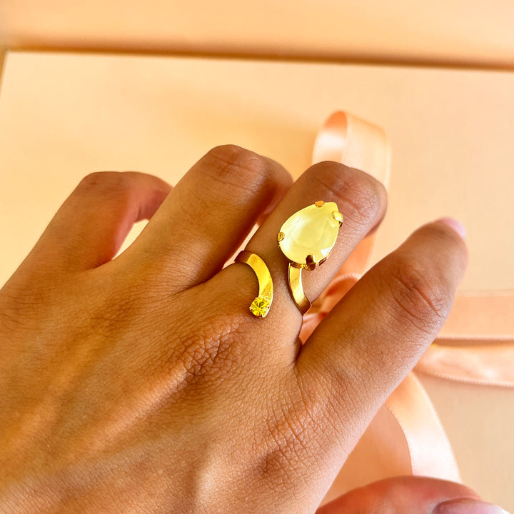Yellow Swarovski crystal ring