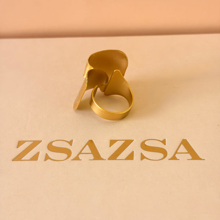 Handmade Abstract Folded Ring | Gold Plated | ZsaZsa
