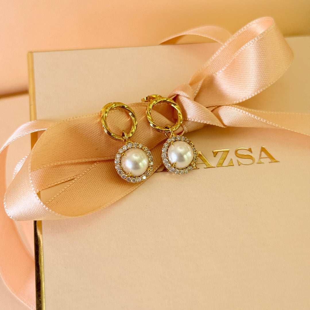 Zircibe handmade pearls gold plated set